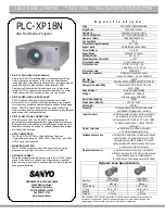 Sanyo PLC-XP18N Specifications preview