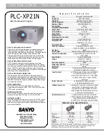 Sanyo PLC-XP21N Specifications preview