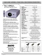 Предварительный просмотр 1 страницы Sanyo PLC-XP40 Specifications