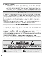 Preview for 2 page of Sanyo PLC-XR70N - 70" Rear Projection TV Owner'S Manual