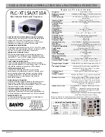 Sanyo PLC-XT10 Specifications preview