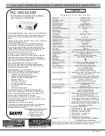 Sanyo PLC-XU100 Specifications preview