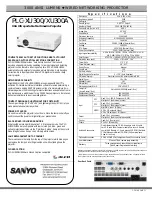 Sanyo PLC-XU300A Specifications preview