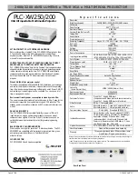 Sanyo PLC-XW200 Specifications preview