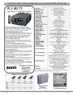 Sanyo PLV-75 Series Specification Sheet предпросмотр