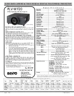 Sanyo PLV-WF20 Specification Sheet preview