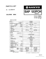 Sanyo SAP 122FCH Parts List preview