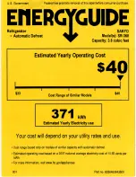 Sanyo SR-368W/K - Counter-High Refrigerator With Timer Auto Defrost Energy Manual preview