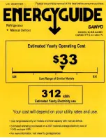 Preview for 1 page of Sanyo SR-A2480W/K/M - Mid-Size Refrigerator Energy Manual