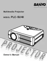 Sanyo SU40 - PLC SVGA LCD Projector Owner'S Manual preview