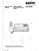 Sanyo TRC-8800 - Cassette Transcriber Instruction Manual preview