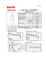 Предварительный просмотр 1 страницы Sanyo UR18650H Specifications