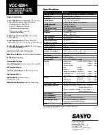 Предварительный просмотр 2 страницы Sanyo VCC-6594 Specification Sheet