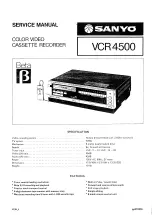 Sanyo VCR 4500 Service Manual preview