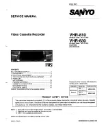 Preview for 1 page of Sanyo VHR-810 Service Manual