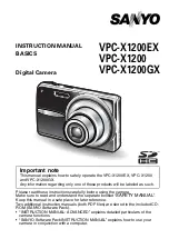 Sanyo Vpc x1200 - Black 12.1MP Digital Camera  3x Optical Instruction Manual preview