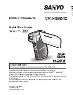 Sanyo Xacti VPC-HD800GX Instruction Manual preview