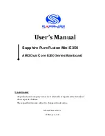 Предварительный просмотр 1 страницы Sapphire Audio Pure Fusion Mini E350 User Manual