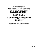 Preview for 1 page of Sargent 2600 Series Instructions For Installation Manual