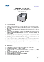 Preview for 1 page of saro Bain-Marie ECO 160 Operating Instructions