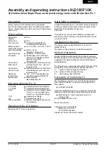 Предварительный просмотр 3 страницы SBC Saia PCD ALD1B5F10K Assembly And Operating Instructions Manual