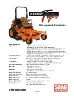 Preview for 1 page of Scag Power Equipment Turf Tiger 52 Specifications
