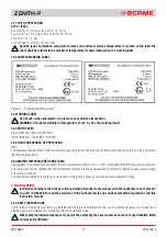 Предварительный просмотр 14 страницы Scame ZENITH-P 644.0200 Installation, Use And Maintenance Manual