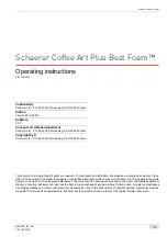 Preview for 3 page of Schaerer Coffee Art Plus Best Foam Operating Instructions Manual