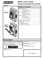 Preview for 1 page of Schlage BE365 Programming/Operating Manual