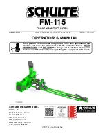 Preview for 1 page of Schulte FM-115 Operator'S Manual