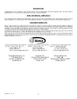 Preview for 2 page of Seaga INFINITY I4B Service And Parts Manual