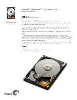 Seagate ST90160N1A3AS-RK - Momentus 160 GB Hard Drive Datasheet preview