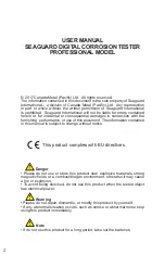 Preview for 2 page of SEAGUARD Digital Corrosion Tester PRO User Manual