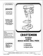 Предварительный просмотр 1 страницы Sears 113.21308 Owner'S Manual