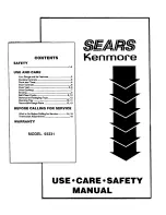 Предварительный просмотр 1 страницы Sears KENMORE 93331 Use, Care, Safety Manual