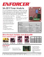 SECO-LARM Enforcer SA-025 Specification Sheet preview