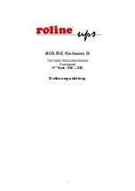 Preview for 1 page of SECOMP ROLINE ProSecure II 1000 VA User And Installation Manual