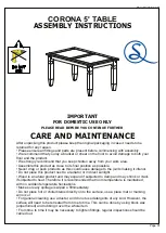 Предварительный просмотр 1 страницы Seconique CORONA 5' TABLE Assembly Instructions Manual