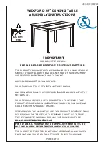 Seconique WEXFORD 47'' DINING TABLE Assembly Instructions Manual предпросмотр