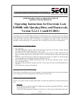 Preview for 1 page of Secu E4000R Operating Instructions