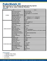 Preview for 2 page of SecurityMan PalmWatch III Specification