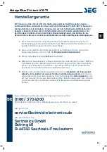 Preview for 26 page of Seg Malaga Operating Instructions Manual