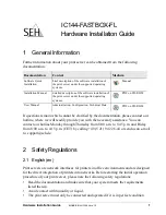 Предварительный просмотр 1 страницы SEH IC144-FASTBOX-FL Hardware Installation Manual