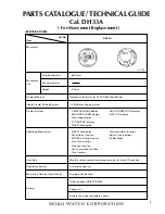 Preview for 1 page of Seiko DH33A Parts Catalogue /Technical Manual