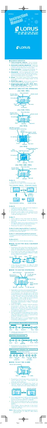 Seiko Lorus R23 Series Instruction Manual preview