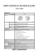 Seiko V14JA Parts Catalogue /Technical Manual preview