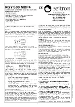 Preview for 1 page of Seitron RGY S00 MBP4 Operation, Installation, And Maintenance Manual