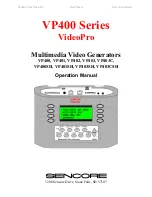 Preview for 1 page of Sencore VideoPro VP400 Series Operation Manual