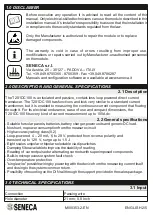 Preview for 2 page of Seneca T201DC100 Installation And User Manual