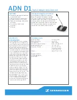 Preview for 1 page of Sennheiser ADN D1 Specifications